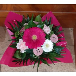 Bouquet rond rose et blanc...